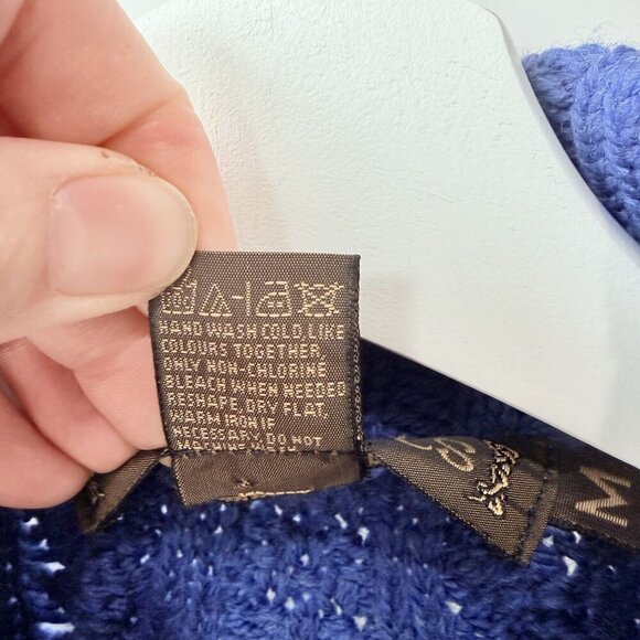 Inis Crafts Blue Fisherman Cable Knit Zip Cardigan Sweater Size M D52 - Picture 5 of 5